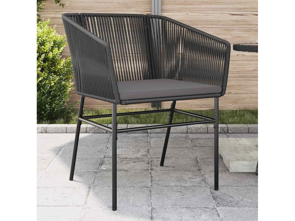 Vidaxl Cadeiras De Jardim Com Almofadões 2 Pcs Vime Pe Preto
