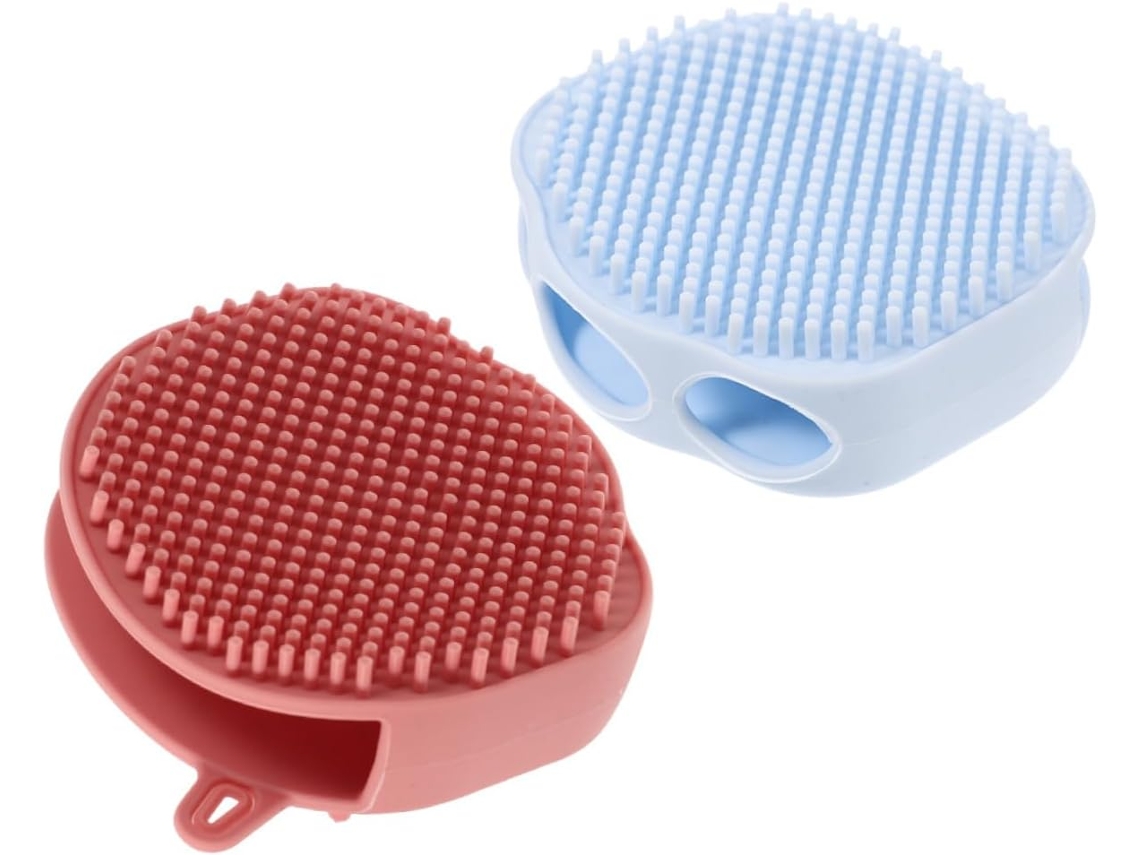 Conjunto De 2 Escovas Banho Esfoliantes Silicone Packove Para Massagem No Chuveiro Compacto E Fácil Guardar