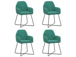 Conjunto 4 Cadeiras De Jantar Vidaxl Azul-turquesa Veludo (55 X 50 X 84 Cm)