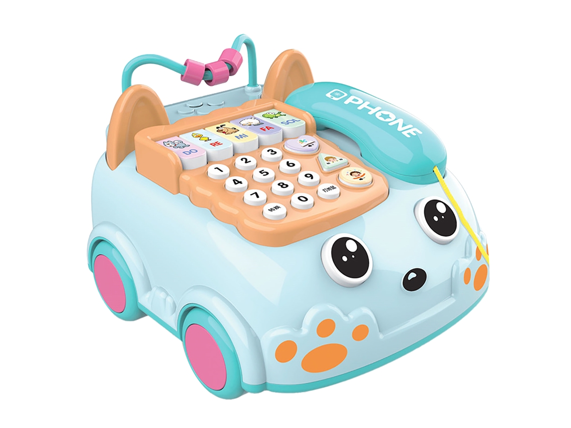 Ats brinquedo Telefone Piano Multifuncional Educatsivo com Luzes e Música Labirinto de Pérolas para Bebês Meninos Meninas Presente de Aniversário Azul