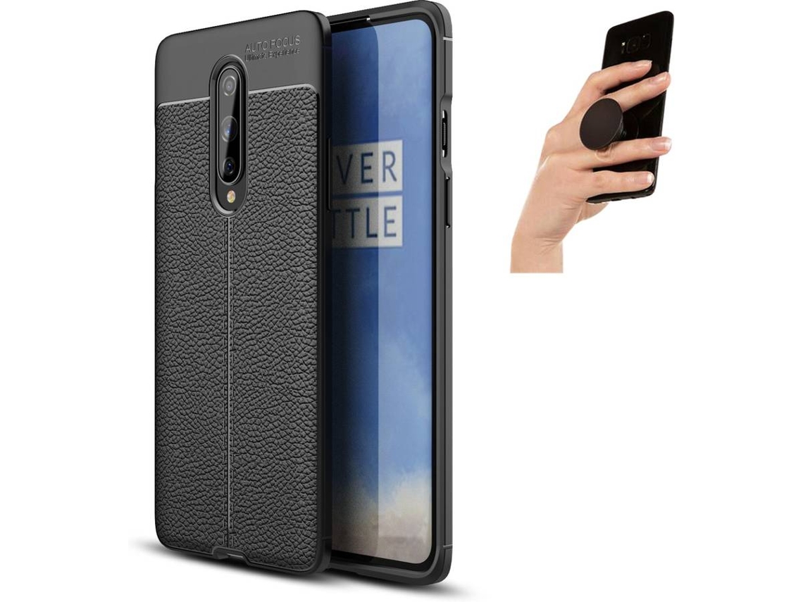 Capa e Popsocket Oneplus 8 Rugged Leather Preto