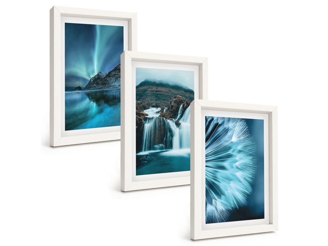 Composição De Quadros Paisagens De Inverno Com Cachoeiras Espelharte (3 Peças 20x30 Cm)