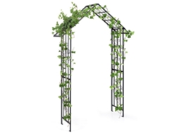 Arco de Jardim em Treliça Metálica Costway 116 X 40 223 Cm Telhado Elegante 4 Estacas para Fixação no Solo Roseiras e Plantas Trepadeiras AQUAFORGE
