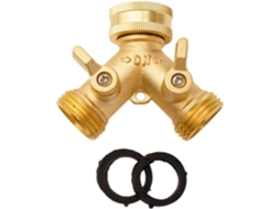 Divisor De Mangueira Jardim Latão 3/4" Com 2 Vias, Conector Torneira