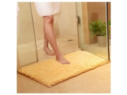 Tapete de banho antiderrapante feito de microfibra de chenille macia, absorvente e lavável na máquina.