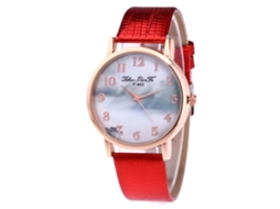 Reloj De Cuarzo Estilo Simple Fashion Unisex Para Negocios Regalo (rojo)