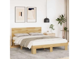 Vidaxl Estrutura Cama Cabeceira Sem Colchão 135x190 Cm Maciça Carvalho