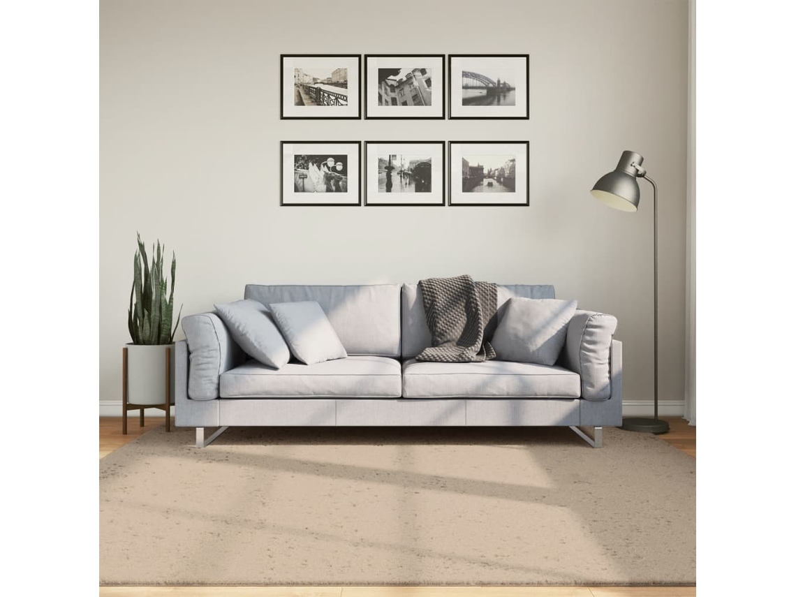 Vidaxl Tapete Pelo Curto Macio E Lavável Huarte 200x200 Cm Cor Areia