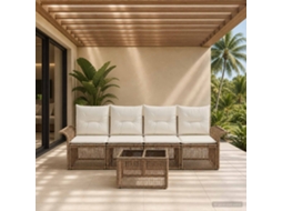 Vidaxl Conjunto De Sofá De Jardim 5 Unid. Bege Vime Pe