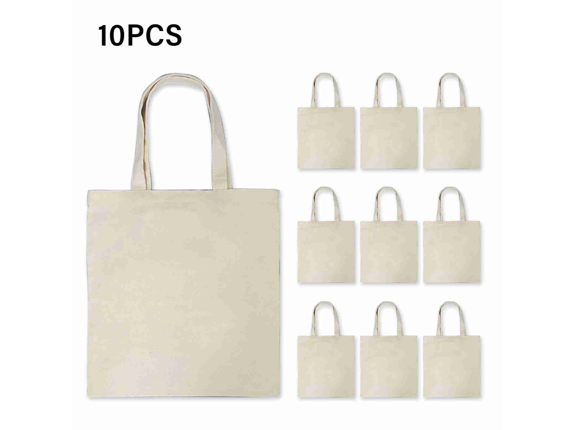10pcs Bolsa de Lona Reutilizável Grande Capacidade Plegável Leve