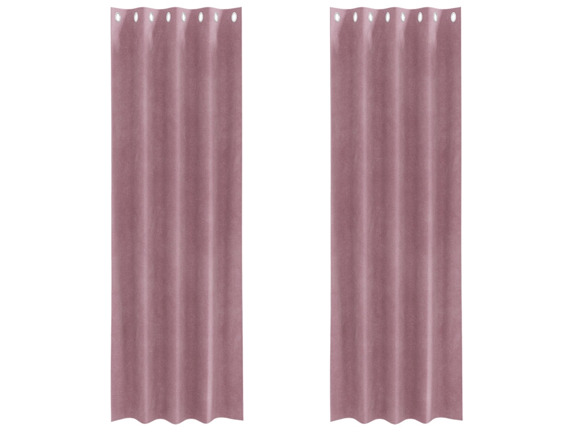 Conjunto 2 Cortinas Opacas Vidaxl Rosa Veludo (140 X 245 Cm)