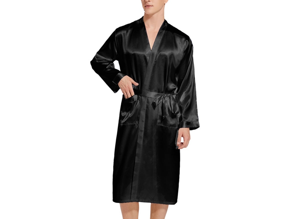 Robe Quimono Em Cetim Roupa De Dormir Luxuosa De Seda Com Mangas
