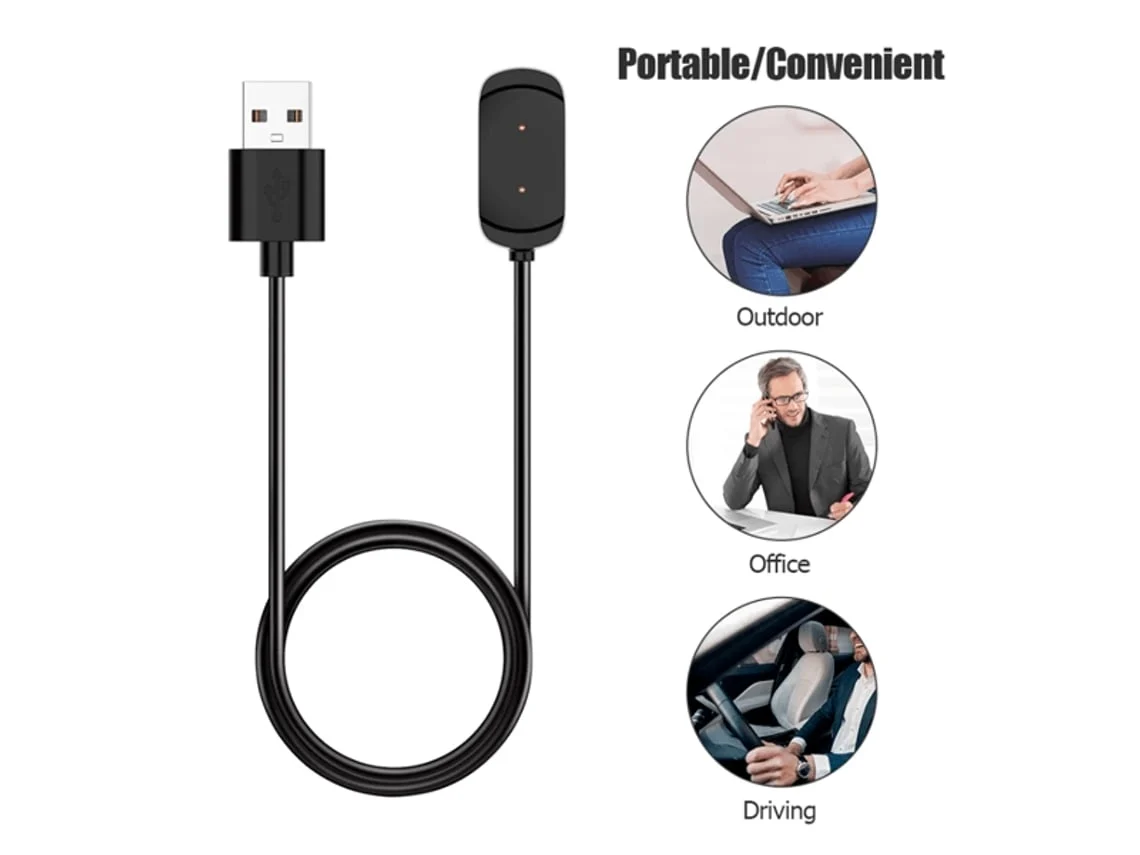 Carregador Usb Charger de Smartwatch para Garmin Venu Sq Preto