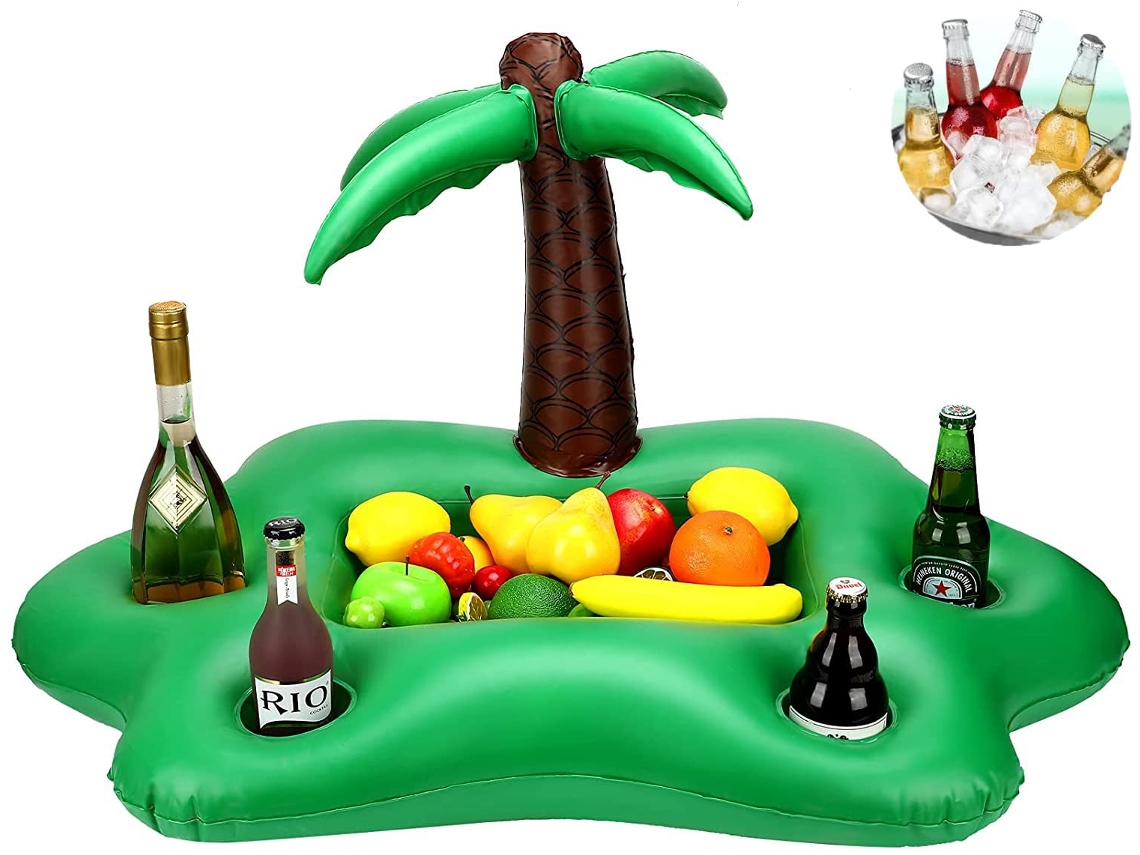 Boia De Piscina, Bar Flutuante Para Piscina, Porta-copos, Bandeja Inflável Em Formato De Palmeira Para Piscina Inflável, Ideal Para Piscina, Mar E Fér