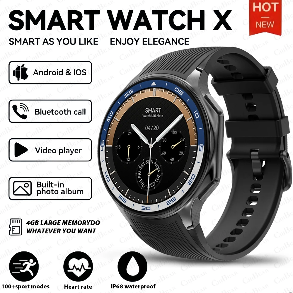 Smartwatch com Som Surround 3d e Reprodução de Mp3 e Mp4. MDUG (silicone Preto)