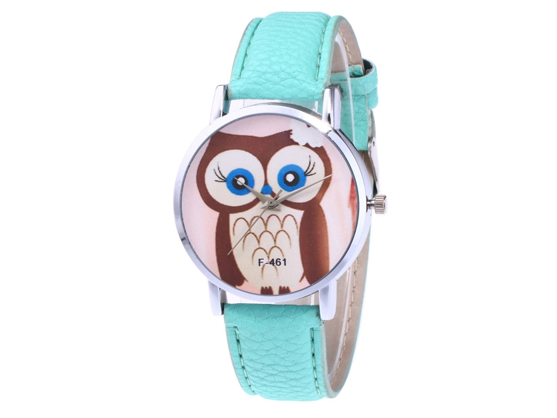 Relógio de Pulseira Feminino com Padrão Animal e Pulseira de Couro Menta