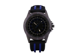 Relógio esportivo analógico de quartzo com pulseira de silicone e mostrador grande (azul e preto)