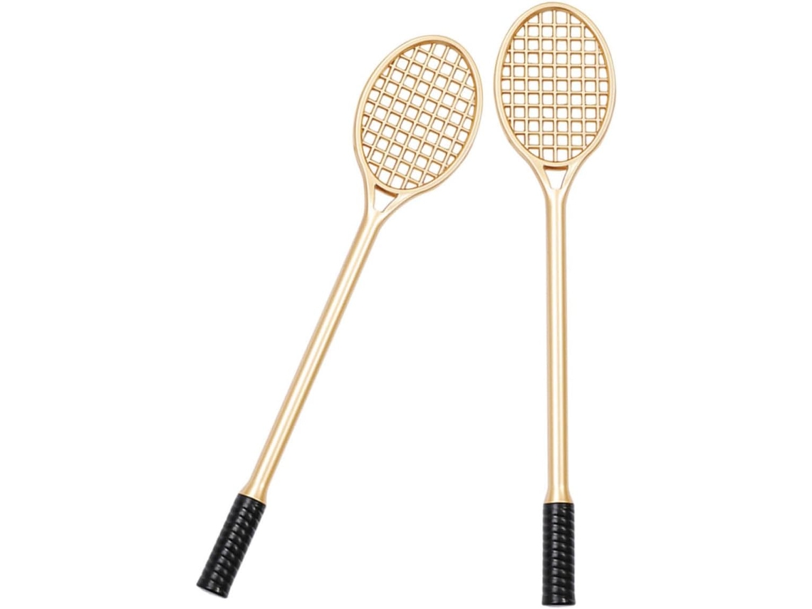 Conjunto De 2 Canetas Em Gel Com Desenho Raquete Badminton, Pretas,