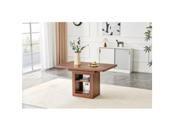 Mesa Jantar Extensível VELTRIX, nogueira, prateleira, 4 a 8 pessoas, trilhos de metal