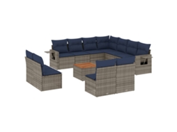 Conjunto de Sofá de Jardim, 12 Peças, Almofadas, Rattan Cinza MAISON EXCLUSIVE