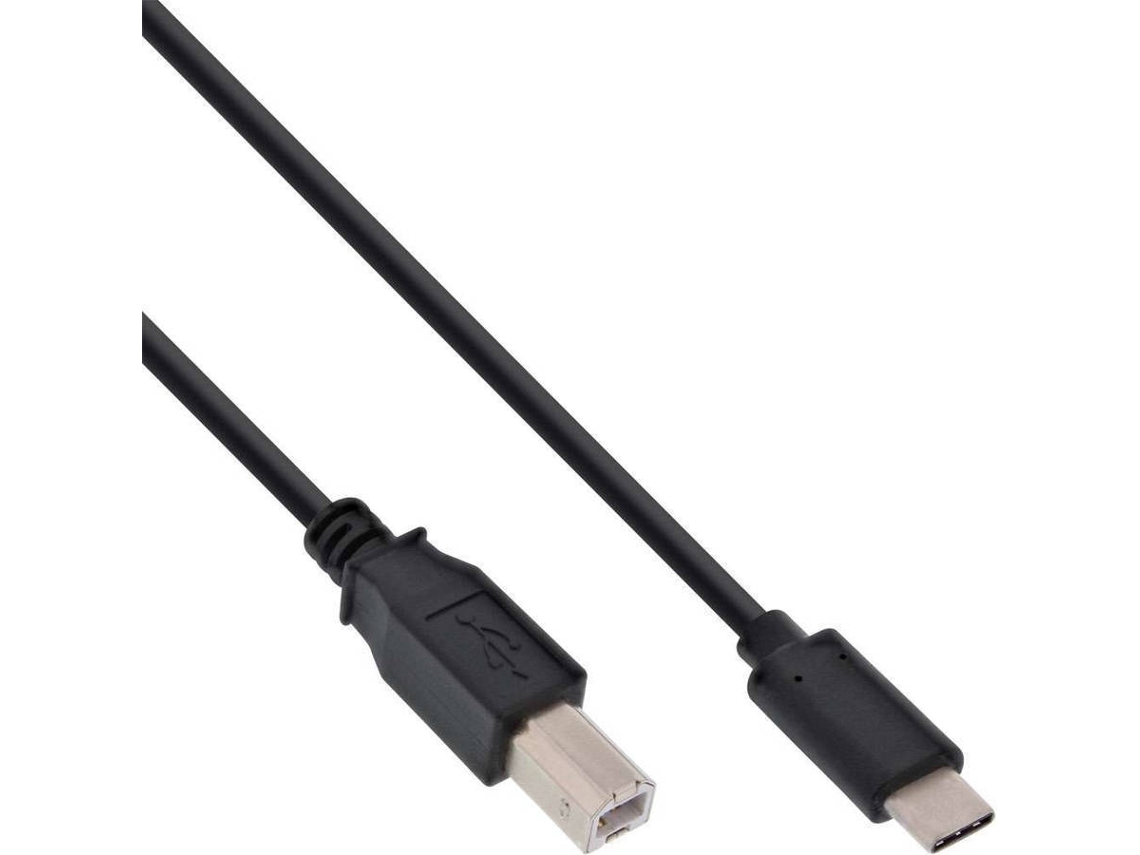 Cabo de Dados INLINE (USB-C - USB B - 2 m - Preto)