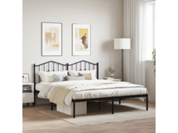 Vidaxl Estrutura De Cama Em Metal Com Cabeceira 180x200 Cm Preto