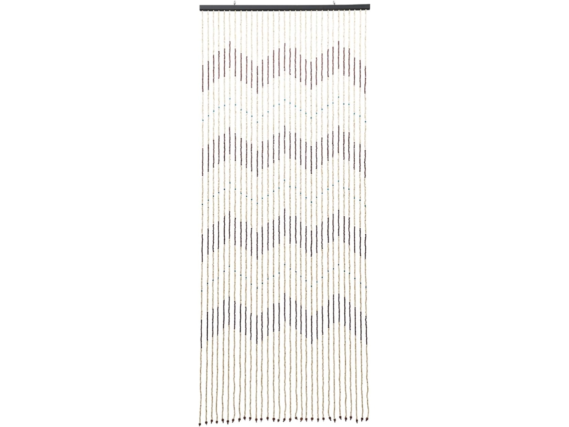 Cortina De Porta Com Contas - 90 X 220 Cm - Bambu - Divisória De Ambientes