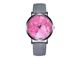 Relógio Analógico de Quartzo Feminino Pulseira Pu Cinza Ideal Uso Diário