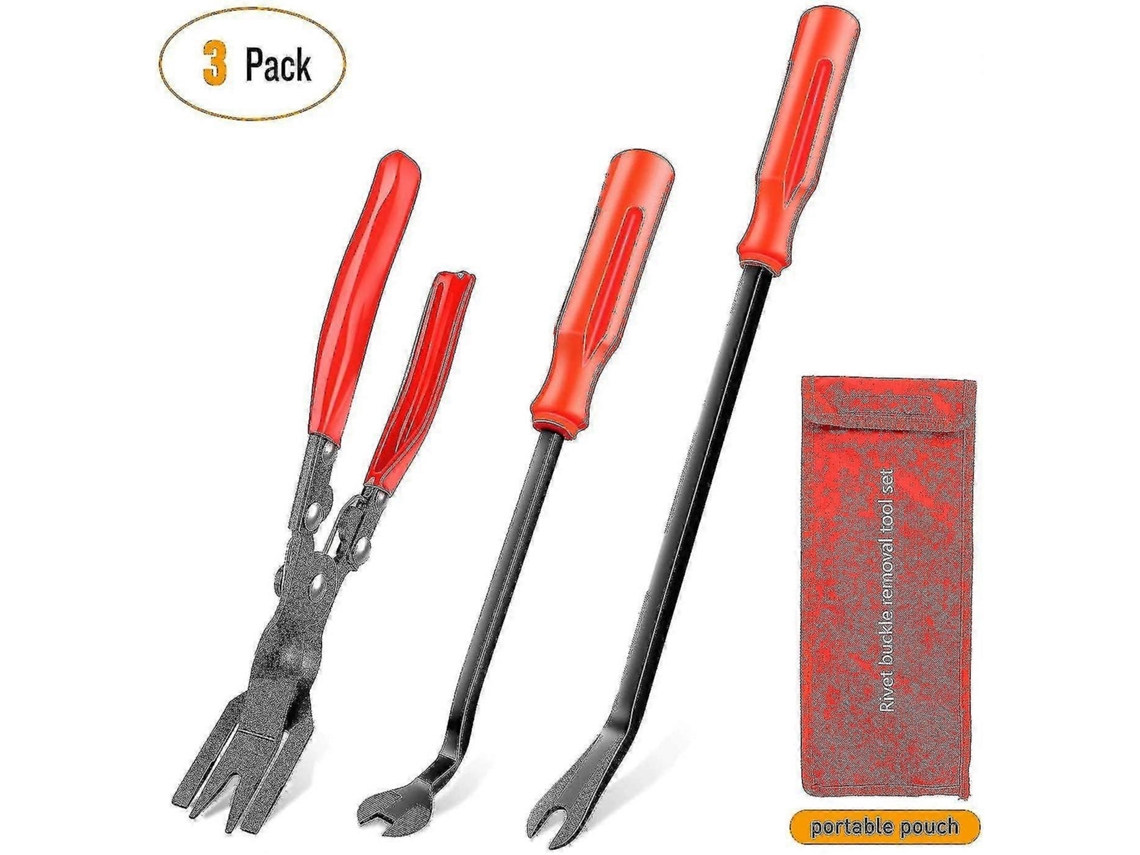 Kit De Reparo De Tapicería Automotiva Com 3 Alicates E Extraidores De Pinos Com Bolsa De Armazenamento