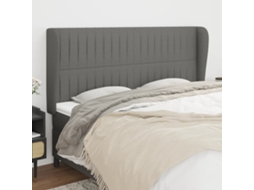 Vidaxl Cabeceira Cama C/ Abas Tecido 183x23x118/128 Cm Cinzento-escuro
