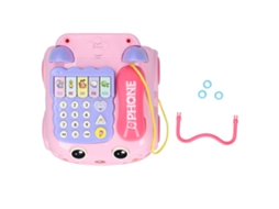 Ats juguete Telefone Infantil Educativo Simulação com Luz e Efeito Musical Rosa