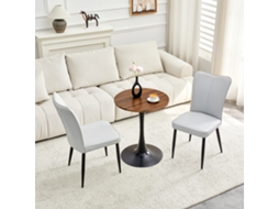 Mesa Mdf 60cm C/ 2 Cadeiras Estofadas Pu Cinza Claro VOLTEDGE