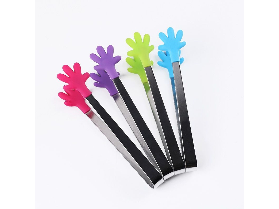4 Pcs Pinças Mini de Aço Inoxidável com Cabeça de Silicone para Cozinha Buffet e Festas S/MARCA