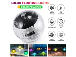 Luz Solar Esfera Cristal Rgb Flutuante Piscina Com Iluminação Externa E Sensor Luminosidade Automático