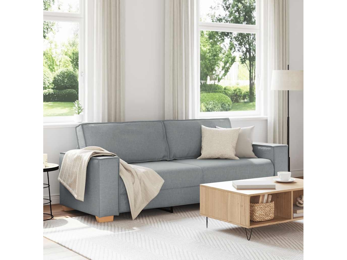 Vidaxl Sofá De 3 Lugares Cinza Claro 220x78x84 Cm Tecido