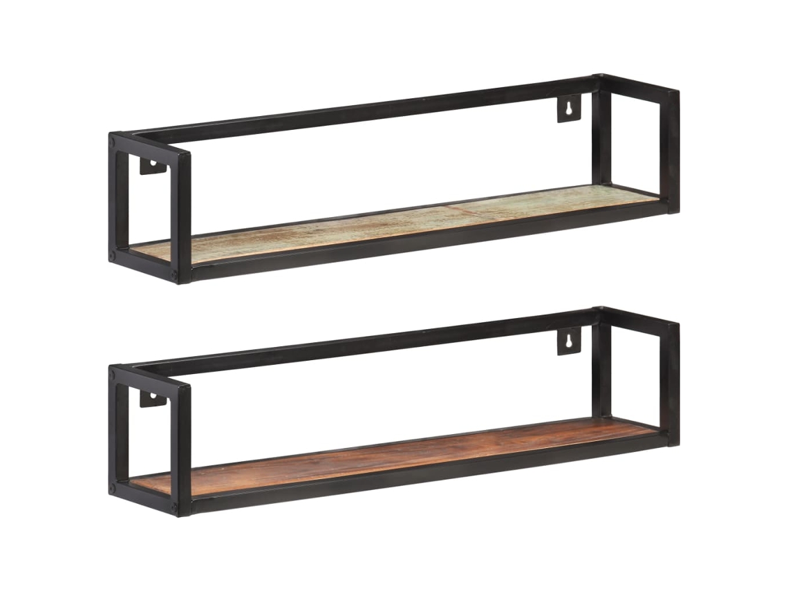Vidaxl Prateleiras De Parede 2 Pcs 80 Cm Madeira Recuperada Maciça