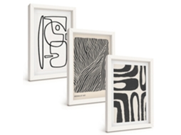 Conjunto De Quadros Com Moldura Padrões Abstratos Linhas Texturas Moldura Branca Fotos Para O Corredor Espelharte (3 Peças 20x30 Cm)