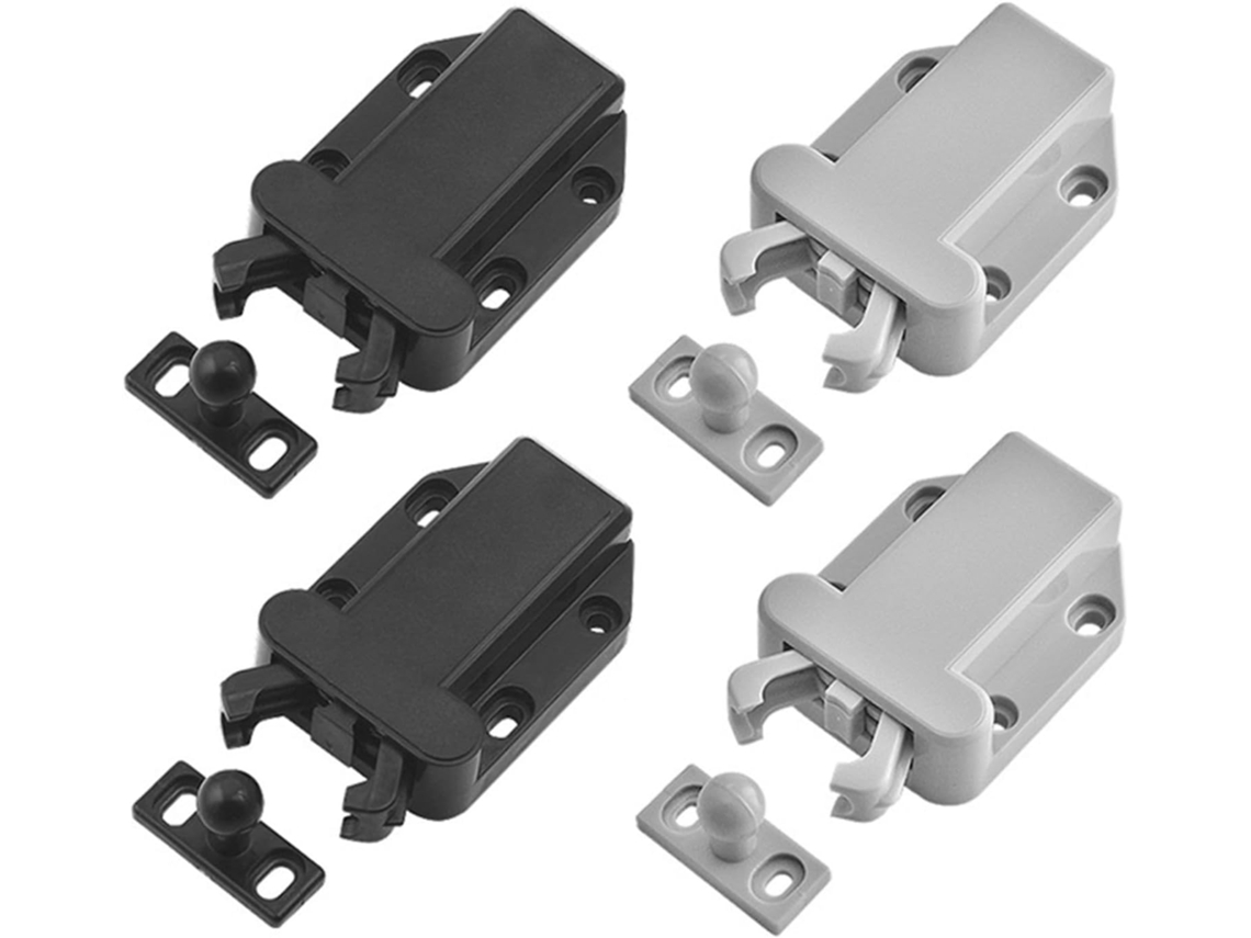 Ifundom Conjunto De 4-fechos Pressão Plástico Para Armários, Fecho De Toque Com Trava Automática Em Abs, Leve E Simples