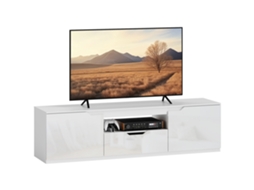 Rack Para Tv Até 65 Polegadas Com Brilho, 3 Compartimentos E Gaveta, Medidas 160x38x43 Cm, Cor Branca