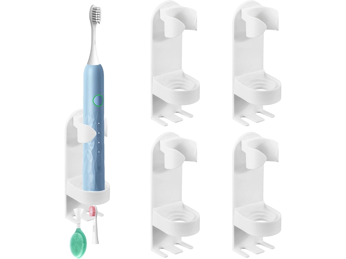 Suporte Escova Pasta Dentes Elétrica Autoadesivo Multifuncional 4 Unidades Banheiro