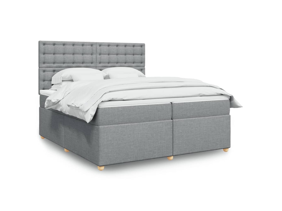 Vidaxl Cama Com Molas/colchão 200x200 Cm Tecido Cinza-claro