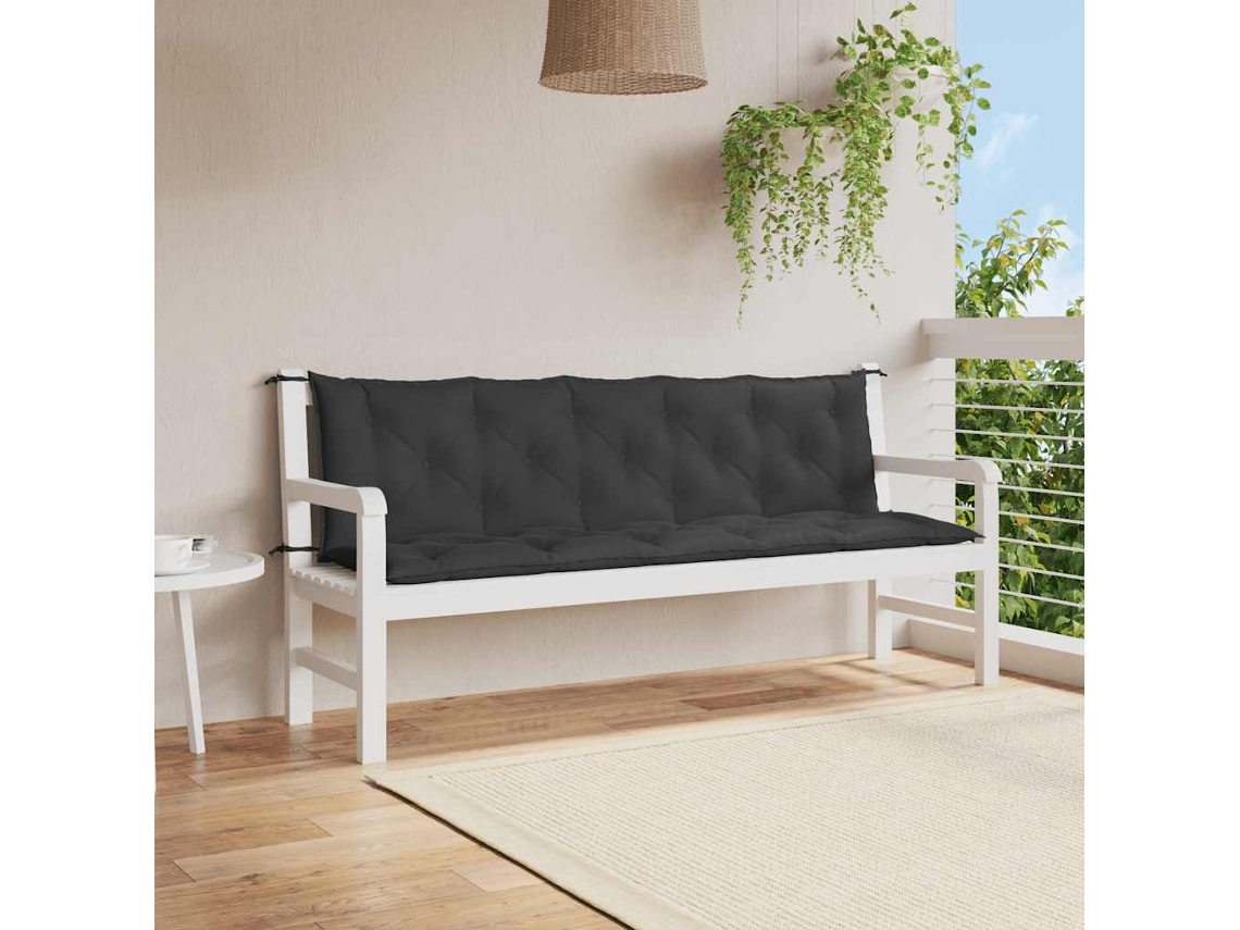 Vidaxl Almofadão Banco De Jardim 180x(50+50)x7cm Tecido Oxford Preto