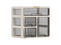 Organizador de Mesa com Gaveta Plástico 3 Camadas para Escritório e Cosméticos Creme