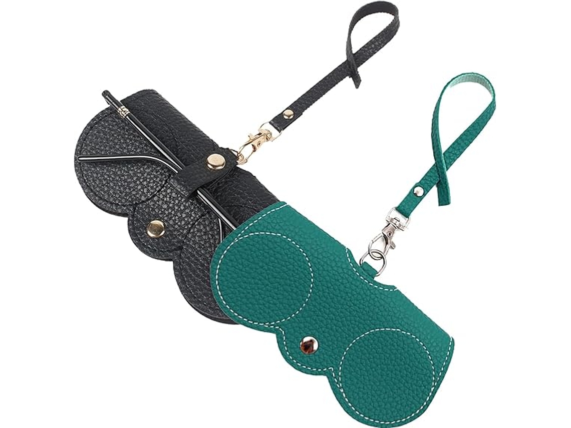 Porta-Óculos de Sol Portátil em Pele Macia Bolsa Fina para Óculos de Sol Cores: Preto Verde 2 Unid. TRANTECH