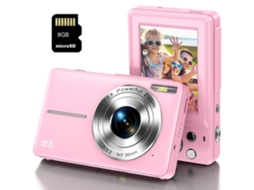 Câmera Compacta Digital VIGA EUROPE Dc403 Nível de Entrada para Crianças Presente Câmera Fhd 44Mp Zoom 16X Tela de 2 4 Polegadas 8Gb Rosa