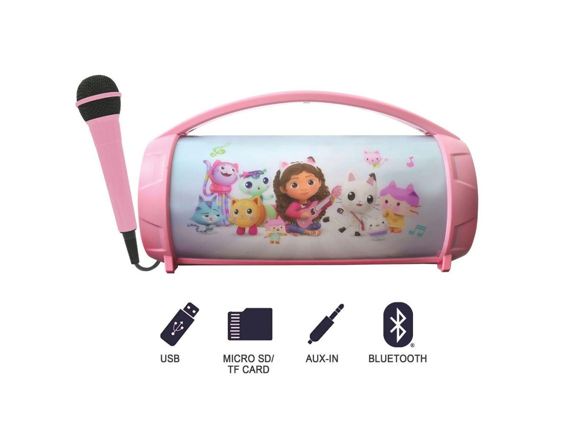 Coluna Bluetooth Iluminada Gabbys Dollhouse + Microfone