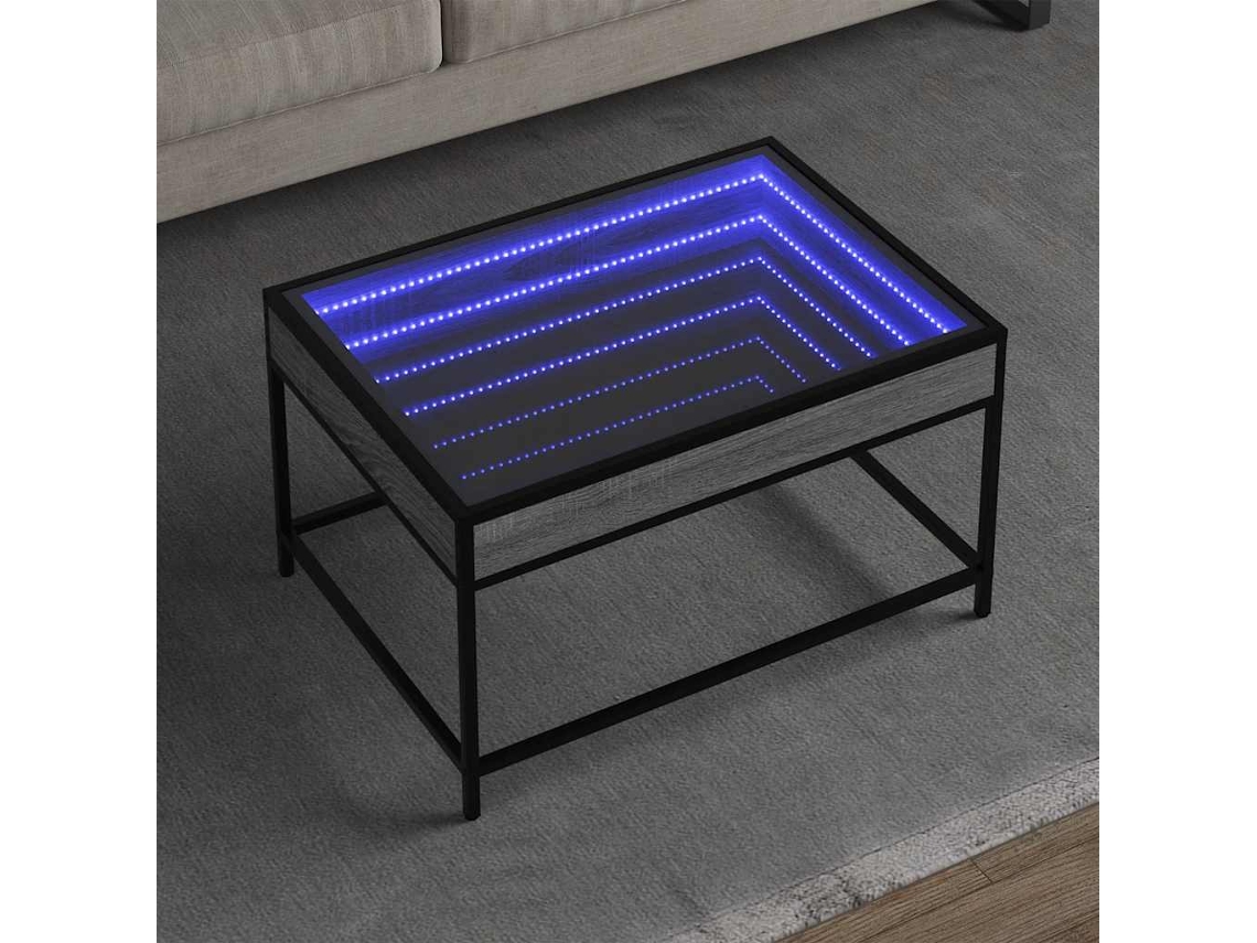 Vidaxl Mesa De Centro Luzes Led Infinity 70x50x41 Cm Cinzento Sonoma