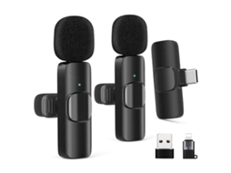 Lurelia Microfone De Lapela Sem Fios Redução De Ruído Plug And Play Baixa Latência Para Gravação