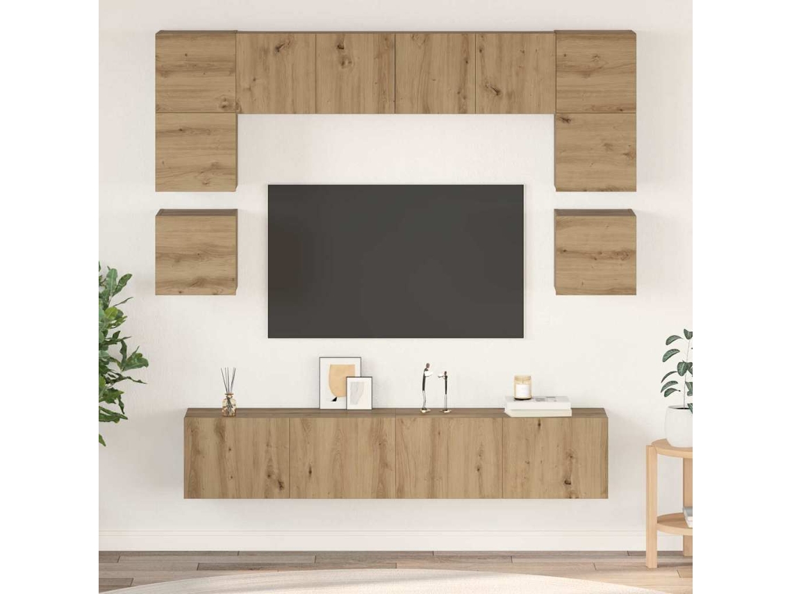 Vidaxl Conjunto De Móvel De Tv 8 Pcs Carvalho Artesanal