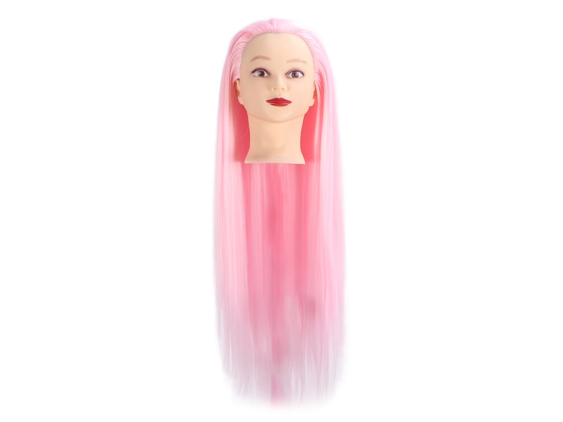 Cabeça de manequim com cabelo comprido para treinamento em cabeleireiro